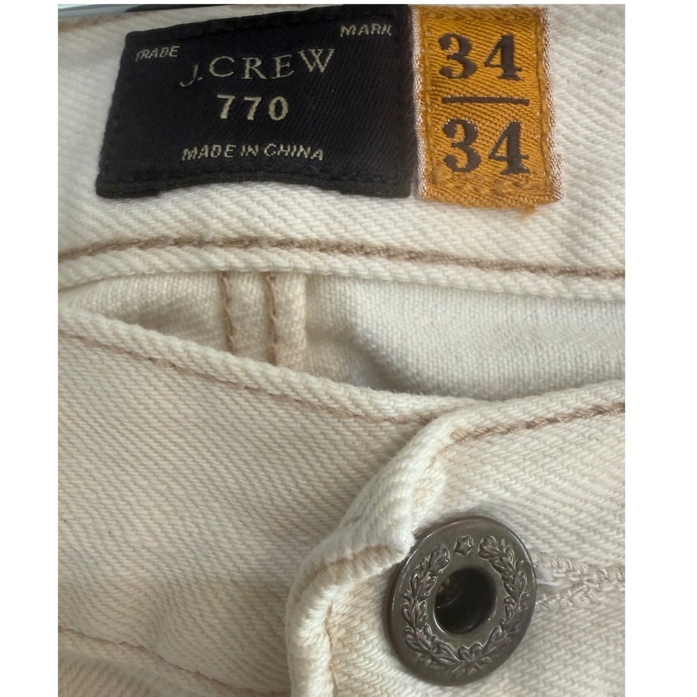 J.Crew 770 Straight Fit Pants Mens 34x34 Cream Off White Cotton #Jcrew #770 - Picture 5 of 6